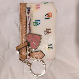 Dooney & Bourke zip key coin card case white multicolor